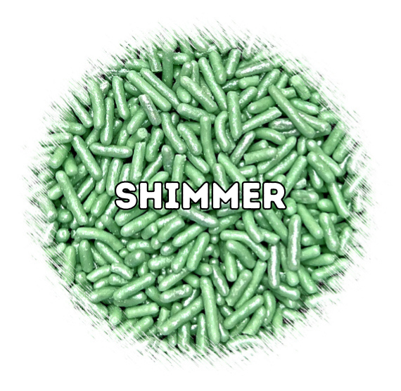 Shimmer Cool Mint Jimmies | www.sprinklebeesweet.com