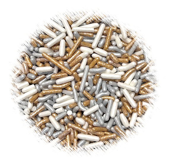 Bulk Holiday Jimmies Sprinkles: Silver & Gold