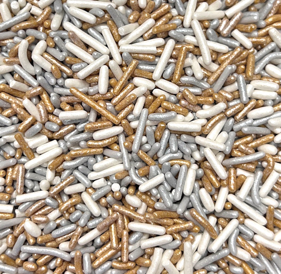 Bulk Holiday Jimmies Sprinkles: Silver & Gold