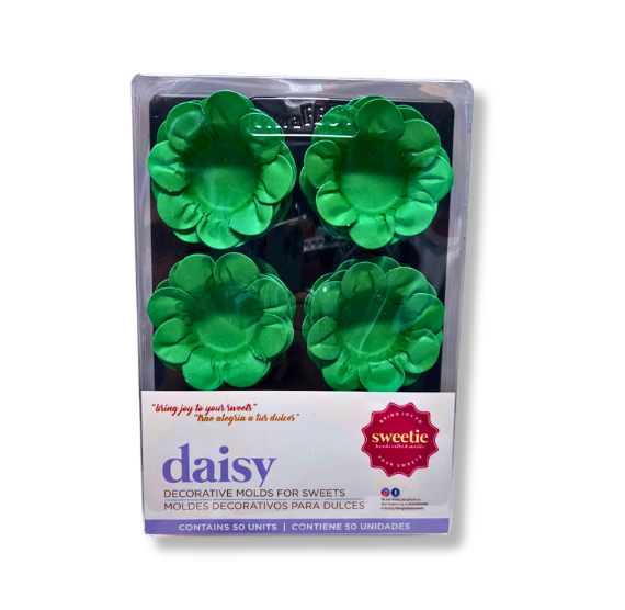 Daisy Flower Candy Cups: Green - WHOLESALE CASE | www.sprinklebeesweet.com