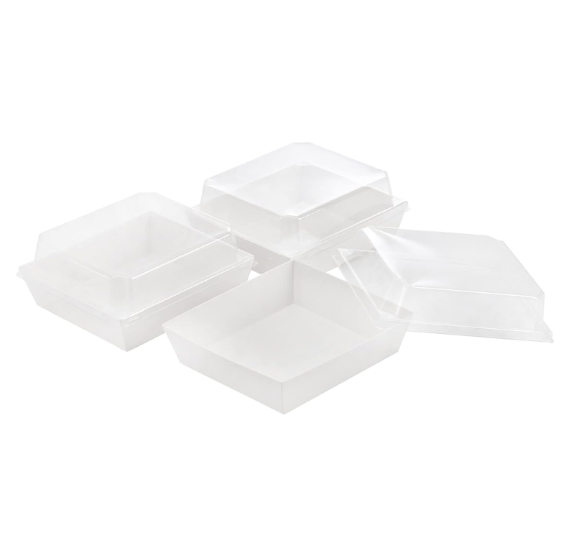 White Dessert Boxes with Clear Lids: 5" | www.sprinklebeesweet.com