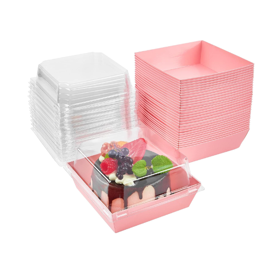 Pink Dessert Boxes with Clear Lids: 4" | www.sprinklebeesweet.com