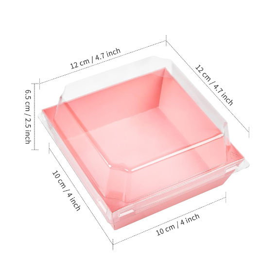 Pink Dessert Boxes with Clear Lids: 4" | www.sprinklebeesweet.com