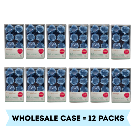 Blossom Flower Candy Cups: Light Blue w/ White Dots - WHOLESALE CASE | www.sprinklebeesweet.com