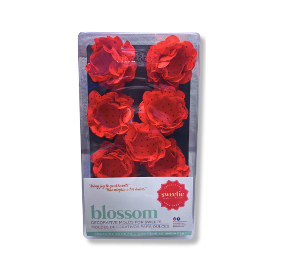 Blossom Flower Candy Cups: Red w/ Black Dots - WHOLESALE CASE | www.sprinklebeesweet.com