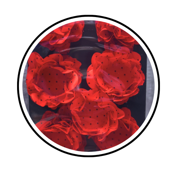 Blossom Flower Candy Cups: Red w/ Black Dots - WHOLESALE CASE | www.sprinklebeesweet.com