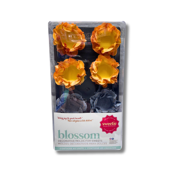 Blossom Flower Candy Cups: Blue Jeans & Yellow - WHOLESALE CASE | www.sprinklebeesweet.com