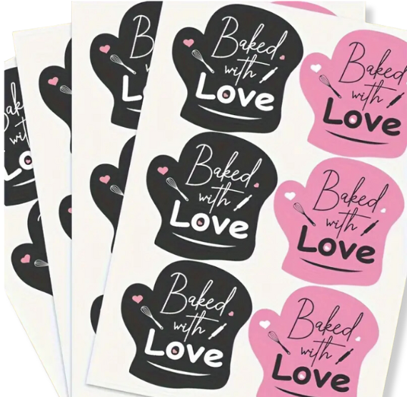 Baked with Love Stickers | www.sprinklebeesweet.com