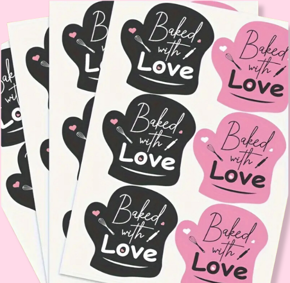 Baked with Love Stickers | www.sprinklebeesweet.com