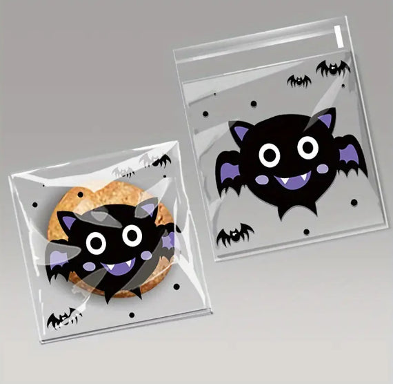 Mini Halloween Cookie Bags: Cute Bat, Pumpkin, Black Cat | www.sprinklebeesweet.com