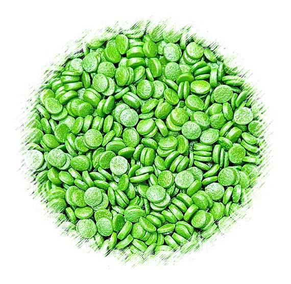 Sprinkle-It™ Shimmer Confetti Dot Sprinkles: Grass Green 4mm | www.sprinklebeesweet.com