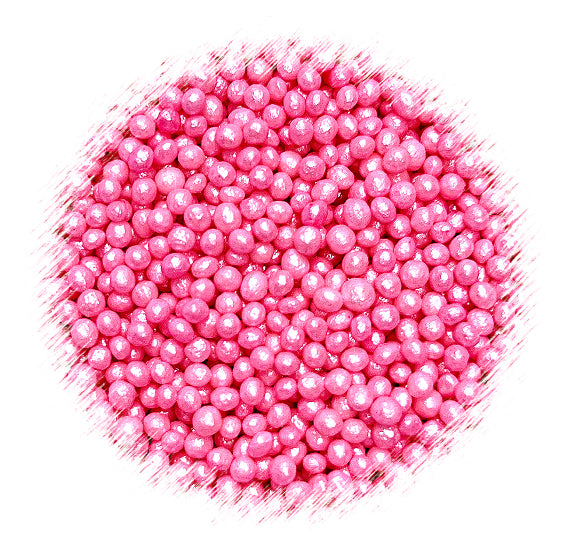 Bulk Sprinkle-It® Tiny Chocolate Crispy Pearls: Shimmer Perfectly Pink 3mm | www.sprinklebeesweet.com