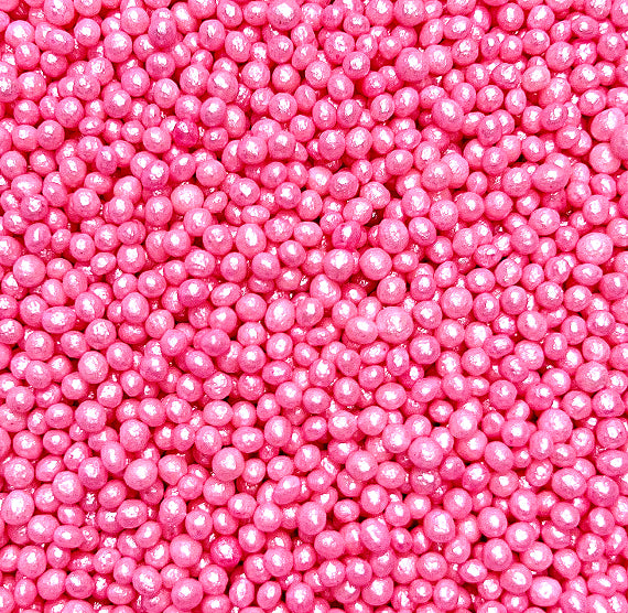 Bulk Sprinkle-It® Tiny Chocolate Crispy Pearls: Shimmer Perfectly Pink 3mm | www.sprinklebeesweet.com