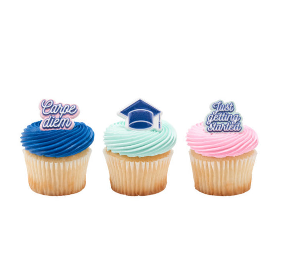 Graduation Cupcake Topper Rings: Carpe Diem | www.sprinklebeesweet.com