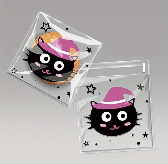 Mini Halloween Cookie Bags: Cute Bat, Pumpkin, Black Cat | www.sprinklebeesweet.com