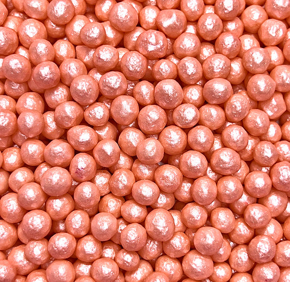 Sprinkle-It® 6mm Chocolate Crispy Pearls: Shimmer Coral | www.sprinklebeesweet.com