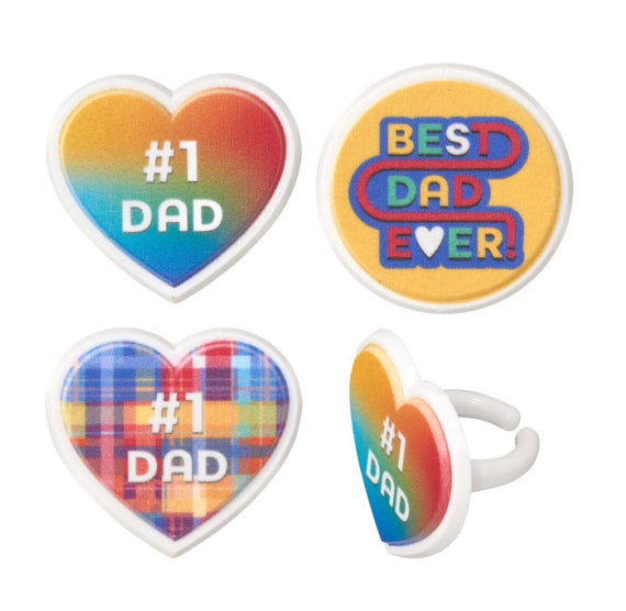 Father's Day Cupcake Topper Rings: #1 Dad | www.sprinklebeesweet.com