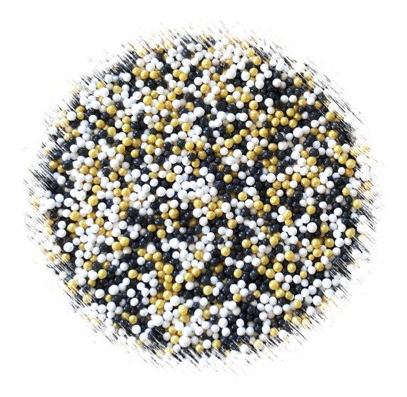 Bulk Nonpareils: Chic Black & Gold | www.sprinklebeesweet.com