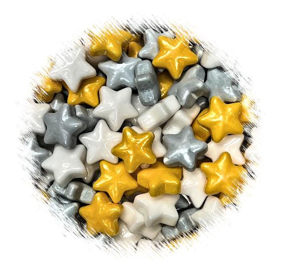 Star Candy Sprinkles Mix: White, Silver, Gold - LAST CALL | www.sprinklebeesweet.com