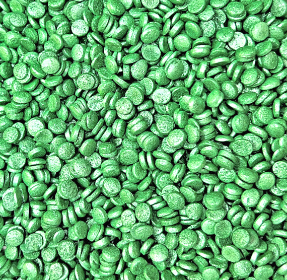Sprinkle-It® Shimmer Confetti Dot Sprinkles: Green 4mm | www.sprinklebeesweet.com