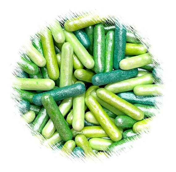Sprinkle-It® Edible Candy Rods: Frosted Ombre Green | www.sprinklebeesweet.com