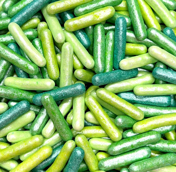 Sprinkle-It® Edible Candy Rods: Frosted Ombre Green | www.sprinklebeesweet.com