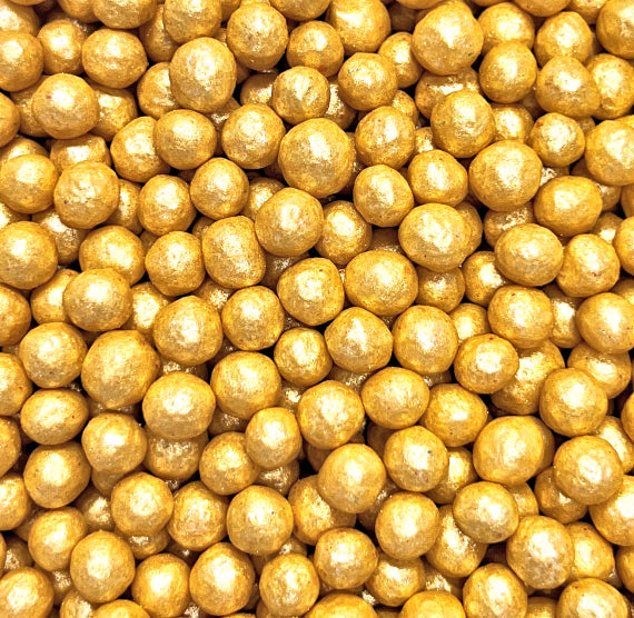 Sprinkle-It® 6mm Chocolate Crispy Pearls: Shimmer Gold | www.sprinklebeesweet.com