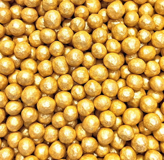 Bulk Sprinkle-It® Chocolate Crispy Pearls: Shimmer Gold 6mm | www.sprinklebeesweet.com