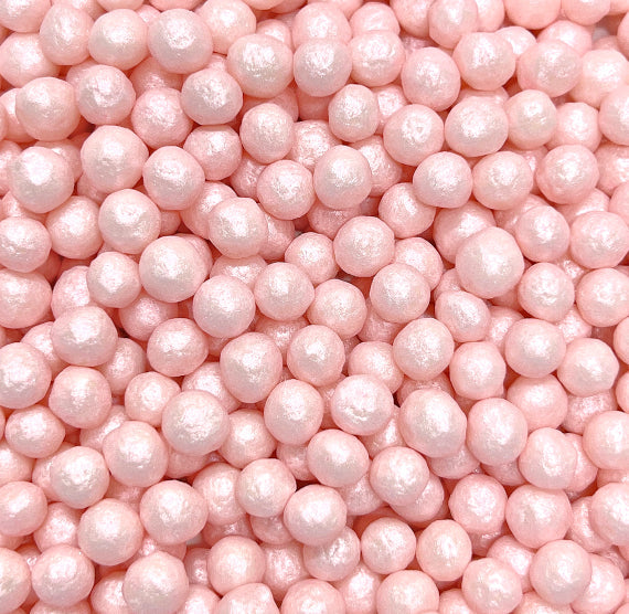 Sprinkle-It® 6mm Chocolate Crispy Pearls: Shimmer Baby Pink | www.sprinklebeesweet.com