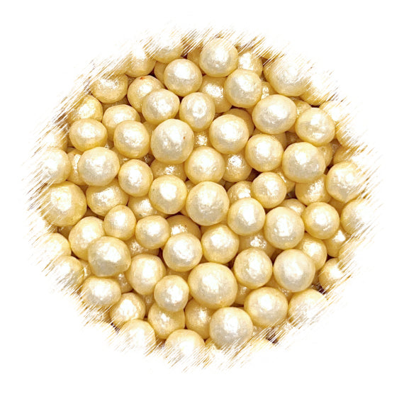 Sprinkle-It™ 6mm Chocolate Crispy Pearls: Shimmer Soft Gold | www.sprinklebeesweet.com