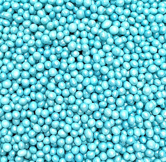 Sprinkle-It® Tiny Chocolate Crispy Pearls: Shimmer Light Blue | www.sprinklebeesweet.com