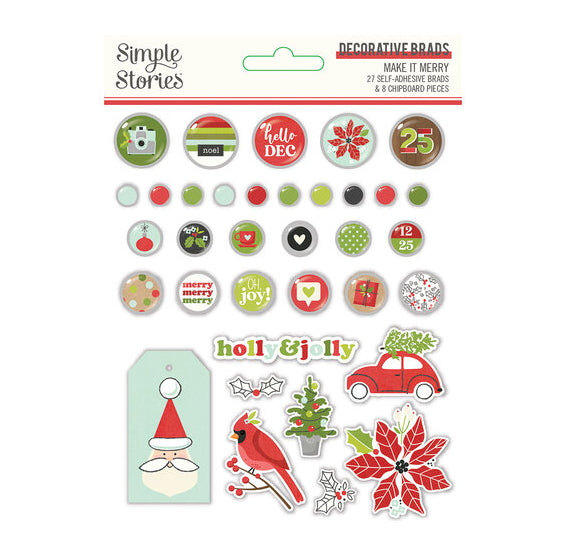 Simple Stories Adhesive Brads: Christmas Make it Merry | www.sprinklebeesweet.com