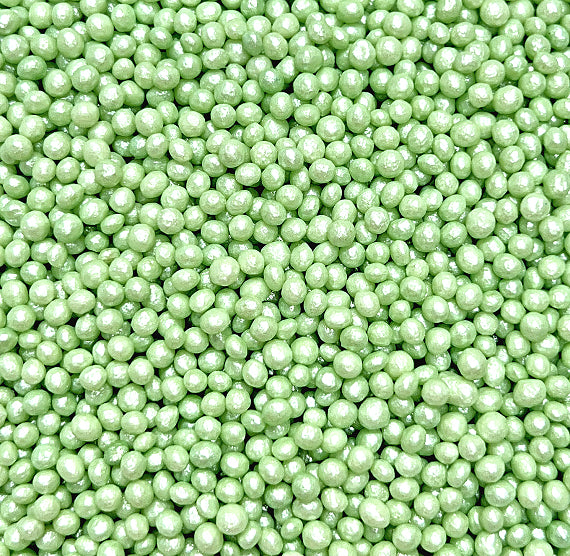 Sprinkle-It® Tiny Chocolate Crispy Pearls: Shimmer Soft Green | www.sprinklebeesweet.com