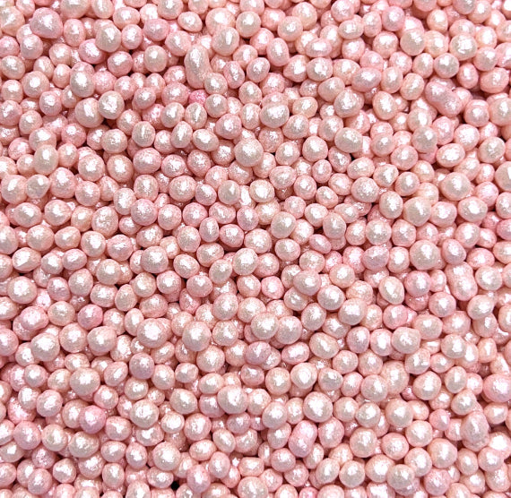 Sprinkle-It® Tiny Chocolate Crispy Pearls: Shimmer Baby Pink | www.sprinklebeesweet.com