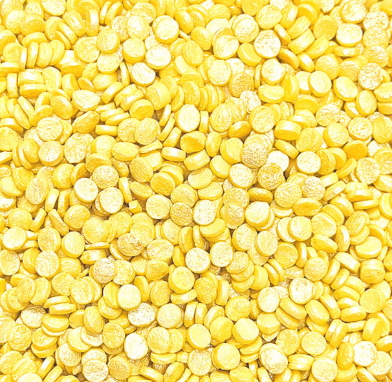 Sprinkle-It® Shimmer Confetti Dot Sprinkles: Yellow 4mm | www.sprinklebeesweet.com