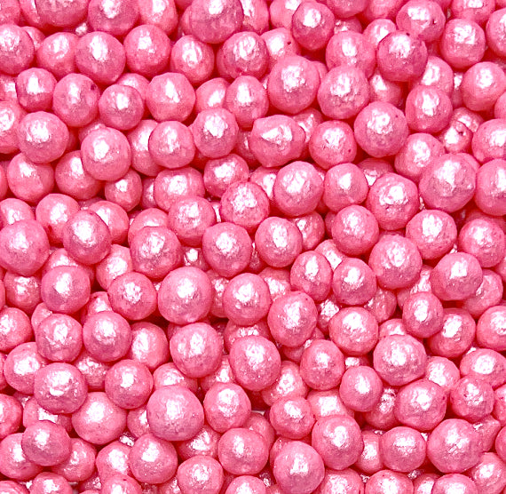 Bulk Sprinkle-It® Chocolate Crispy Pearls: Shimmer Perfectly Pink 6mm | www.sprinklebeesweet.com