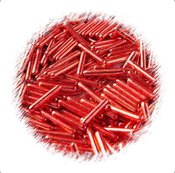 Metallic Red Rod Dragees | www.sprinklebeesweet.com