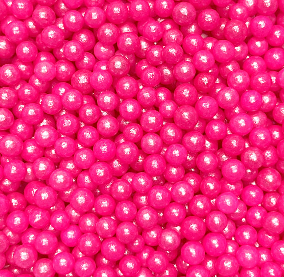 Shimmer Bright Pink Sugar Pearls: 4mm | www.sprinklebeesweet.com