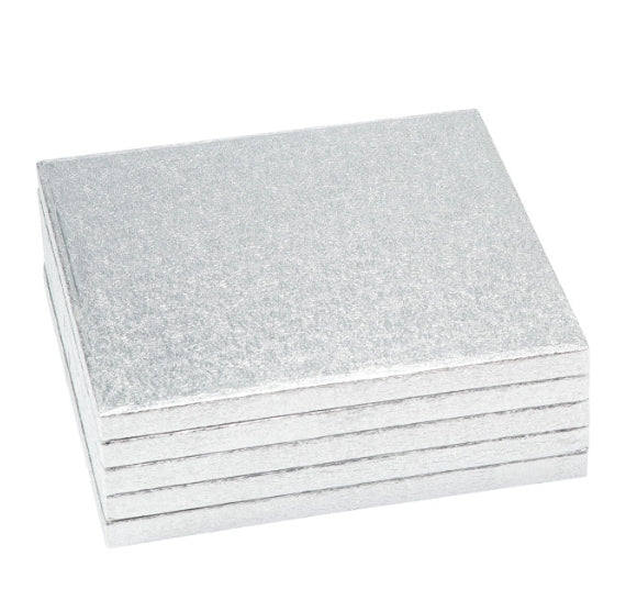 8 Inch Square Cake Boards: Thick Silver | www.sprinklebeesweet.com