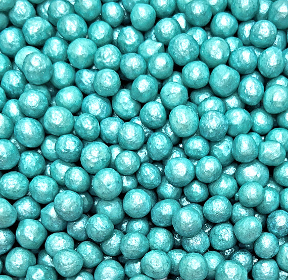 Sprinkle-It® 6mm Chocolate Crispy Pearls: Shimmer Soft Teal | www.sprinklebeesweet.com