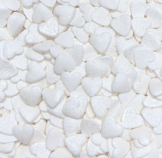 Shimmer White Heart Sprinkles | www.sprinklebeesweet.com