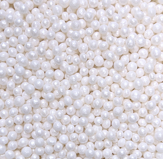 Shimmer White Sugar Pearls: 3-4mm
