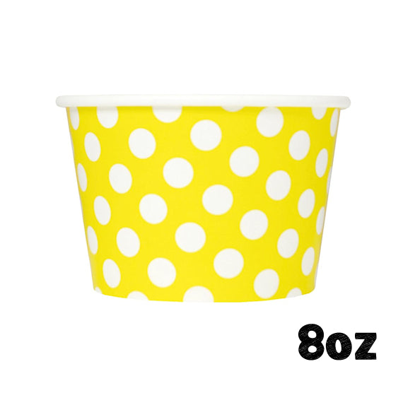 Large Yellow Ice Cream Cups: Polka Dot | www.sprinklebeesweet.com