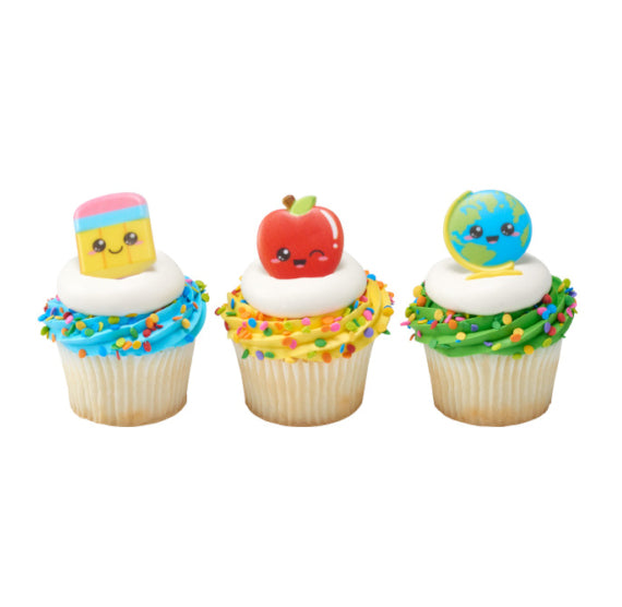 Kawaii Back to School Cupcake Topper Rings | www.sprinklebeesweet.com