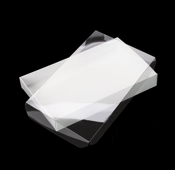 White Treat Box Set with Clear Lids: 9.5 x 6 x 1.25" | www.sprinklebeesweet.com