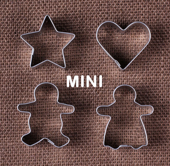 Mini Christmas Cookie Cutters: Gingerbread People, Heart & Star | www.sprinklebeesweet.com
