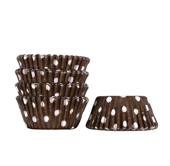 Bulk Mini Brown Cupcake Liners: Polka Dot | www.sprinklebeesweet.com
