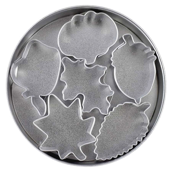 Mini Fall Cookie Cutters Set in Tin | www.sprinklebeesweet.com