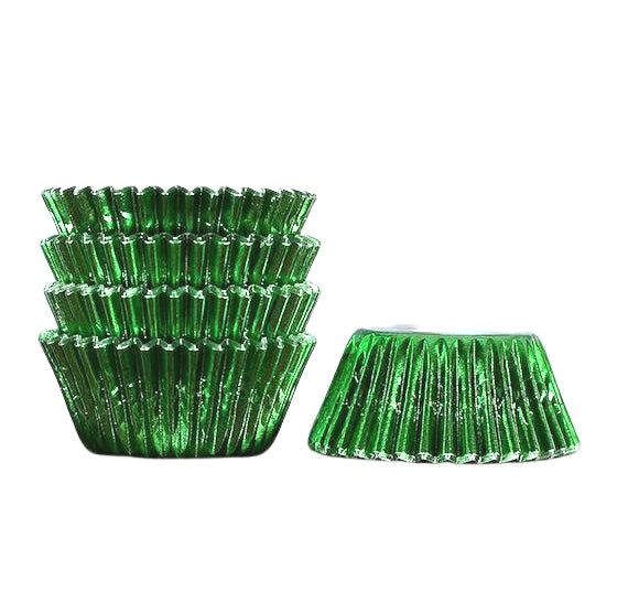 Bulk Mini Cupcake Liners: Green Foil | www.sprinklebeesweet.com