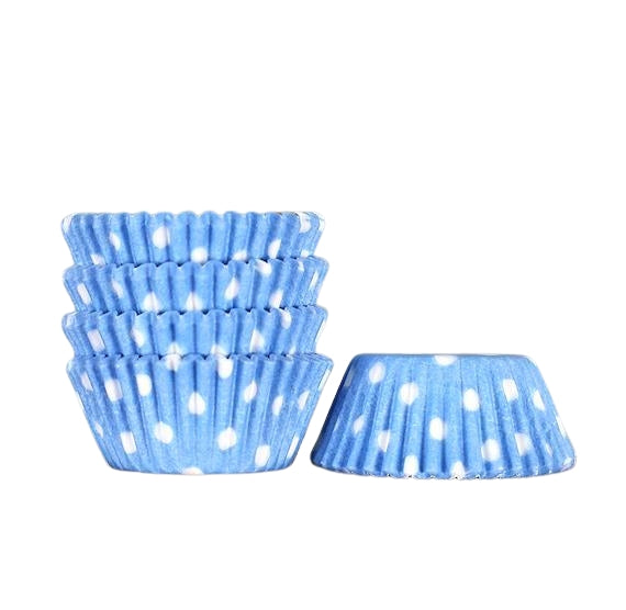 Bulk Mini Light Blue Cupcake Liners: Polka Dot | www.sprinklebeesweet.com